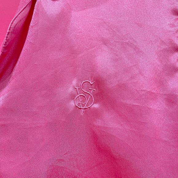 Victorias Secret Gold Label Satin Notch Collar Nightshirt Pink VTG Womens XS P - Picture 3 of 6